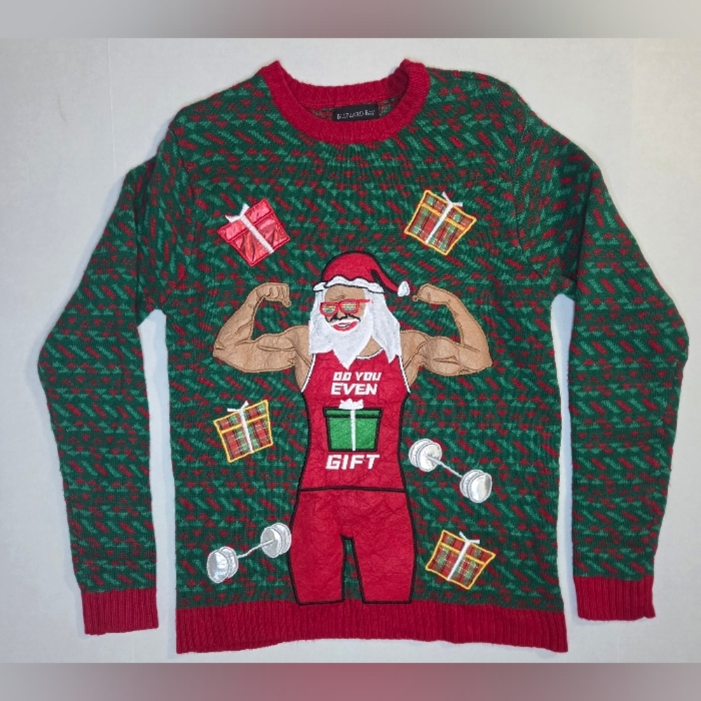 Blizzard Bay Ugly Christmas Sweater Can You Gift Santa Size M Red/Green Knit